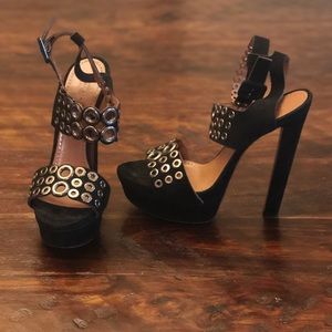 ALAIA PARIS black suede platform sandal